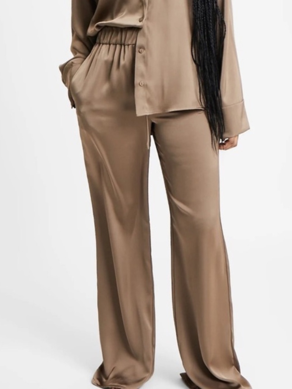 BOA RELAXED SATIN DRAWSTRING TROUSER taupe size large